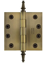 4" Solid-Brass Butt Door Hinge with Steeple Tips